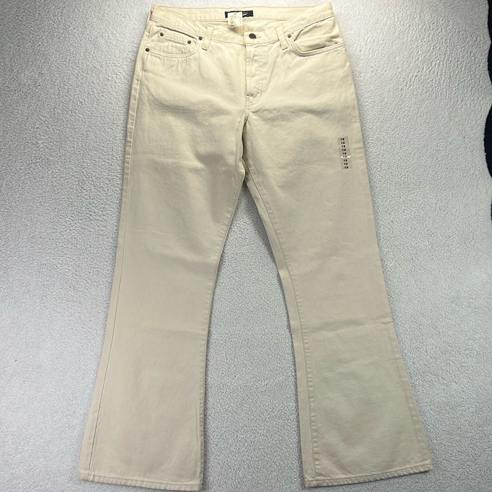 Abercrombie & Fitch Vintage Womens NWT Cream Button Fly Flare Jeans 12